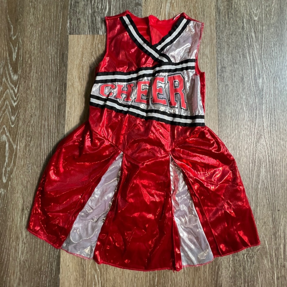 Unbranded Cheerleader Costume Kids Small Red Silver Metallic Cheer Dress